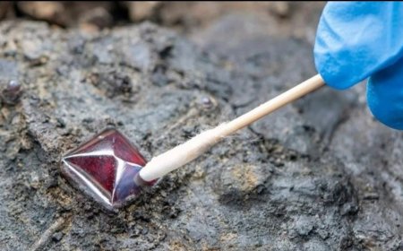 Cây thánh giá nạm ngọc hồng lựu trong ngôi mộ 1.300 năm